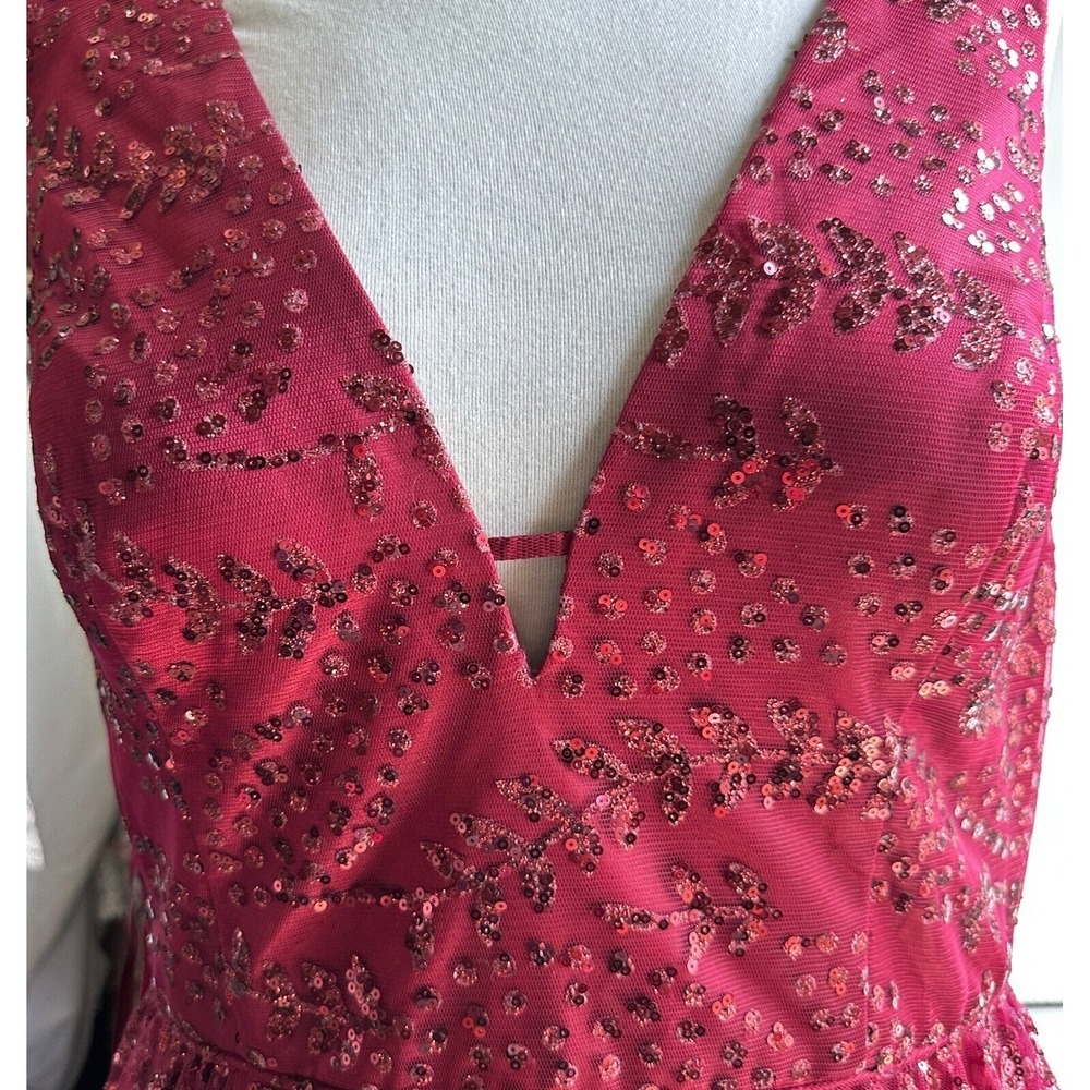 Blondie Nites Burgundy Sequin Gown Princess Fairycore Prom Gala Size 13 NWT - Picture 5 of 13